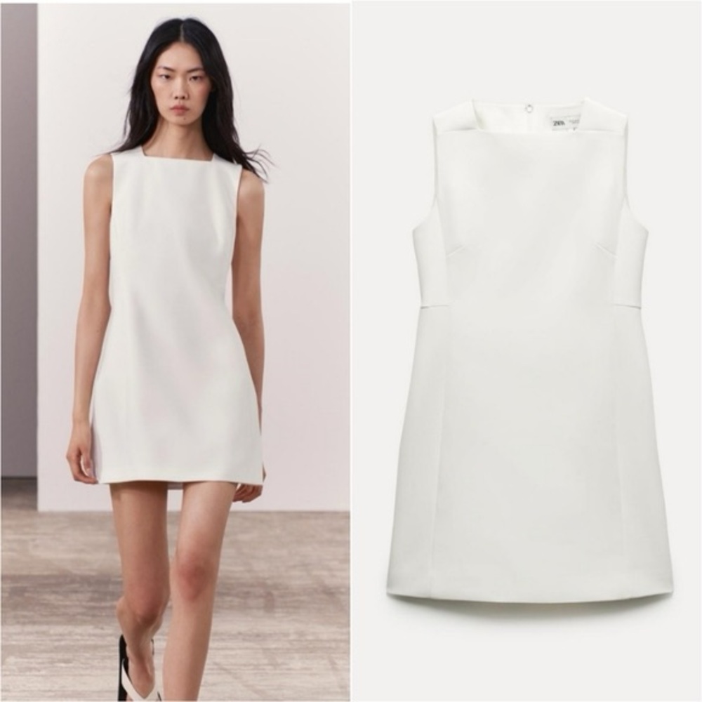 Zara White Sleeveless Mini Dress